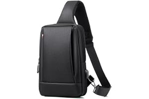 Mixroom - Zaino Monospalla Porta Tablet Borsa Zainetto borsello piccolo a Tracolla per Uomo Z19 Nero