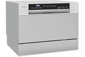 Exquisit Mini-Geschirrspüler, Tischspülmaschine, 55 cm breit, spülmaschine klein, Auto Türöffner, ECO-Modus, GSP5206-030D silber