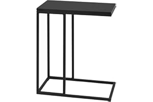 COSTWAY Stolik pomocniczy w kształcie litery C, stolik kawowy z metalowym stelażem, stolik do laptopa i kawy, czarny, 48 x 28 x 59 cm