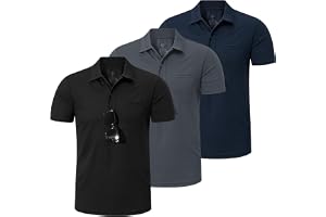 Outdoor Ventures 3-pack herr pikétröja SPF 50+ solskydd UV män kortärmad skjorta golf t-shirt sommar andas funktionell polotr