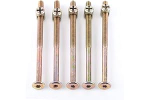 WALFRONT M6 Kit de 10pcs Assortiment Vis Boulon Fixation Tête Fraisée Plate Six Pans Creux Partiellement Filetée en Acier Au Carbone Galvanisé avec Ecrous Transversals(100mm)