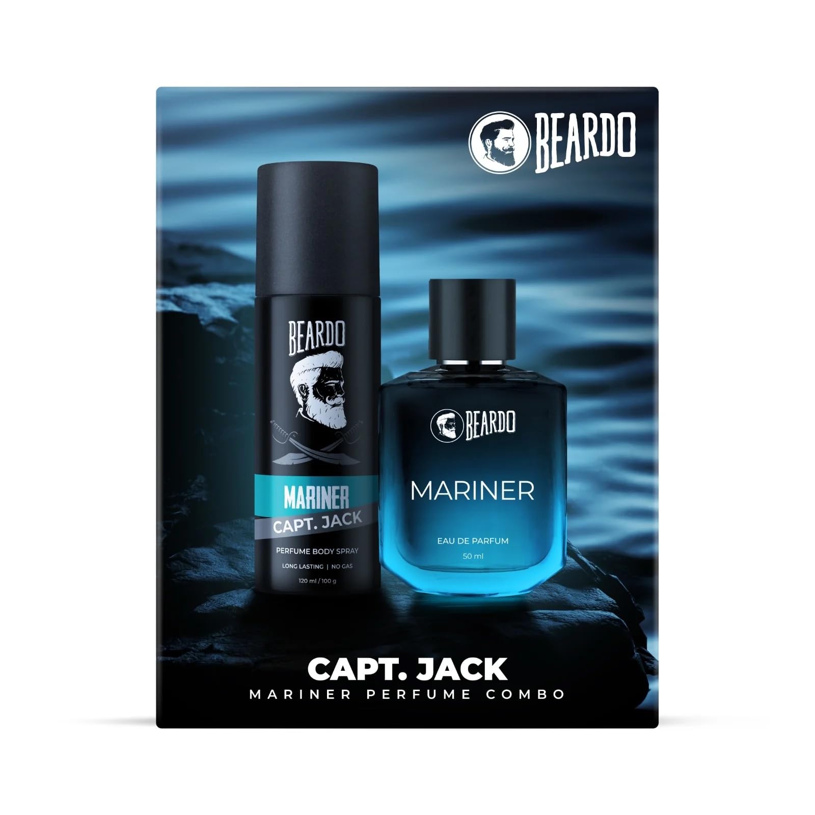 Beardo Mariner Perfume EDP 50ml & Mariner Captain Jack Perfume Body Spray 120ml for Men | Eau De Parfum | Long Lasting Perfum