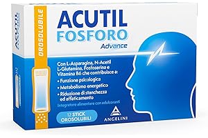 Acutil Fosforo Advance Orosolubile, Integratore Alimentare Polvere a base di L-Asparagina, N-Acetil-L-Glutamina, Fosfoserina e Vitamina B6, Senza Glutine e Lattosio, 12 Stick Orosolubili