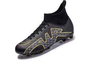 Hmhnsya - Scarpe professionali da calcio/atletica con tacchetti e collo alto, unisex, da uomo/ragazzo/bambino