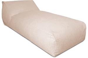 Deshome - Pouf Fauteuil de Jardin Chaise Longue déhoussable pour extérieur et intérieur - Puff Fauteuil Sac extérieur avec Rembourrage Pouffe Design (Beige)