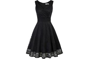 GRACE KARIN Vintage Robe rétro Audrey Hepburn Soirée Cocktail au Genou Col V année 50 60
