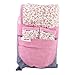 Minene UK Reversible Pushchair Liners and Strap Set (Pink Flowers/Gingham)