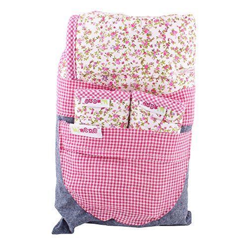 Minene UK Reversible Pushchair Liners and Strap Set (Pink Flowers/Gingham)