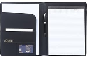 Leathario Teczka konferencyjna A4, portfolio, teczka konferencyjna, w zestawie blok do pisania, czarna