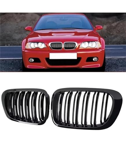 TOOWGM Grille De Calandre Avant Noire Brillante Pour BMW E46 4 Portes 1998-2001 - Style Sportif Élégant