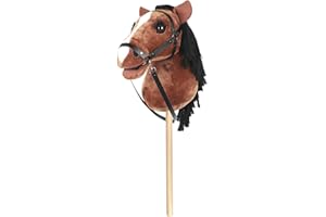 kudmwcc Hobby Horse, Steckenpferd mit Trense, Stockpferd für Kinder mit Holzstock & Mähne, im Freien Hobby Horse für Kinder, Braun