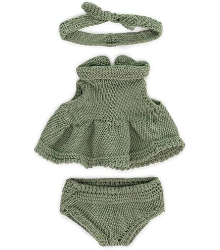 Miniland – Tenue Tricotée En Recyclé Pour Poupée 21 Cm – Barboteuse Et Capuche Bleues – Accessoire Doux Et Durable – Cadeau Enfant