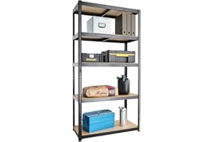 G-RACK Scaffalature PER Garage - 150 x 75 x 30cm - Scaffalature per Carichi Pesanti - Scaffali di Stoccaggio - 5 Scaffalature -Nero - 5 Ripiani - 875KG di Capacità (175KG Per Ripiano) - Workshop, Ufficio