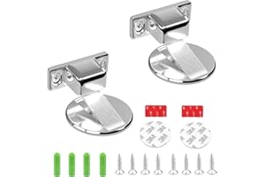 GEFIRE 2 Pezzi Fermaporta Pavimento Magnetico, Nessun Pugno, in Metallo, Invisibile, Forte, Viene Fornito con Adesivo e Viti (Argento)