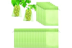skytowards 100 Sacchetti Protezione Frutta Sacchetti di Protezione Uva Sacchetti Futta Albero Copertura per Frutta 30 * 20cm Sacchetti PTFroteggi Frutta con Coulisse (Verde)