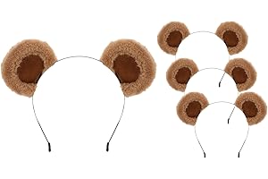 SIOTMERA Headband 4Pack Bear Ears Headband Brown, Cute Bear Headband Adult with Bear Costume, Soft Makeup Headband for Washing Face Women