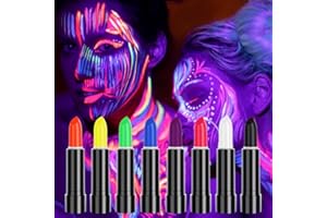 Aomig Farbki UV do malowania ciała, 8 szt. neonowych pisaków, dla dzieci, świecące pisaki do malowania twarzy, zmywalne pisaki do makijażu, kolory do makijażu, farba do twarzy, na halloween, karnawał