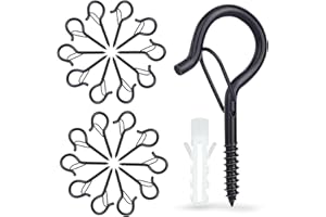 CARVE IDEAS 20 Pièces Crochets À Vis, Crochets À Vis Avec Verrouillage, Crochets De Plafond Pour Paniers À Plantes, Nichoirs, Carillons Éoliens Et Lumières, Crochets Muraux Pour Intérieur Et Extérieur Noirs