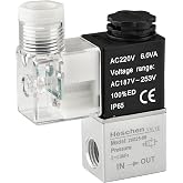 Heschen Electric Pneumatic Solenoid Valve 2V025-08 220VAC Direct Acting | 2/2 Way Normally Closed, PT1/4 Port, IP65, Aluminum