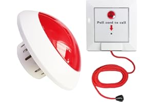 CYSSJF Kit Allarme Bagno Disabili | SOS Bagno, Campanello Emergenza Bagno, Chiamata di Emergenza | Per Bagno/WC/Area Doccia (1x Pulsante a Tirante+1xSuoneria)