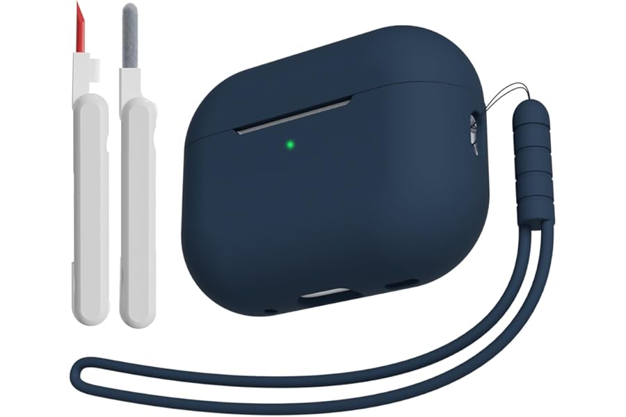 KOKOKA Case Cover Compatible for AirPods Pro 2 (2023/2022/2019) with Cleaner Kit and Lanyard, Soft Silicone Shock Absorbing Protective Case for AirPods Pro 2nd/1st Generation, Midnight Blue