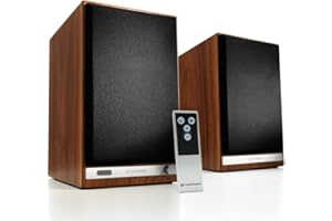 Audioengine HD6 Diffusori wireless con Bluetooth - Diffusori da scaffale amplificati da 150 W con aptX-HD, DAC a 24 bit (impiallacciatura in vero legno)