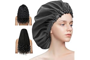 Aquior Extra Adjustable Double-Layer Waterproof Reusable Shower Cap, Large Size for All Hair, Girls Spa Bath, Soft and Comfortable