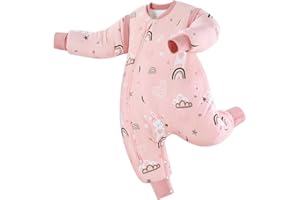 Looxii Baby Sleeping Bag with Feet, Cotton Winter Sleeping Bag, 3.0 Tog, Warm Winter Baby Sleeping Bag with Legs, Sleeping Bags for Children, Boys and Girls, Pink Rabbit, 80 cm