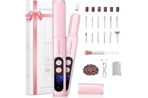 XunmotorYao Lima de Uñas Eléctrica Profesional Portátil Recargable Ajustable Lima de Uñas Eléctrica con Punta de Cerámica 3 Velocidades,Rosa