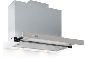 Klarstein Mariana - Flachschirmhaube, EEK C, Umluft & Abluft, LED-Beleuchtung, Drucktasten, Unterbau-Dunstabzugshaube, Wandmontage, 500 m³/h,60cm, weiß