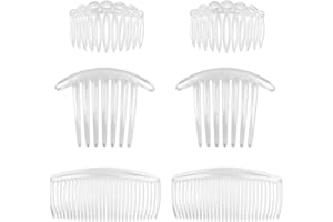 WISESURF 6 Pcs Plastic French Twist Side Combs Strong Hold Twist Teeth Slides Combs Hair Clips Accessories Clear Comb Set for Women Ladies Girls Thick Fine Hair Wedding