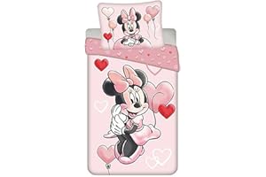 JERRY FABRICS Parure da letto Disney Minnie Balloon, 100% cotone, copripiumino 140 x 200 cm + federa per cuscino