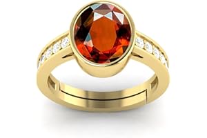 LMDPRAJAPATIS 3.25 Carat 6X8 MM Oval Gomed Hessonite Birthstone 22 k Gold Plated Jewellery Ring (Gemstone Tested By Lab Certificate), gemstone, Hessonite