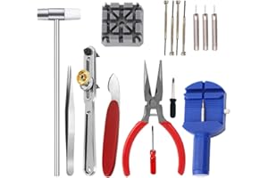 ONE BEST DEAL OBD 16 pcs Watch Repair Tool Kit Watch Battery Replacement Tool DIY Professional Watch Link Pin Tool Kit Set for Watch Repair, Wrist Strap Adjustment & Fix Back Opener