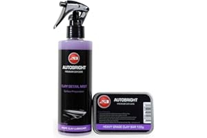 Autobright Pre Cleaning Car Wax Clay Mist 250ml & 100g Grape Heavy Clay Bar Smooth Finish Detailing Kit