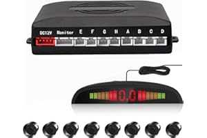 Cocar Auto Rückfahrwarner Einparkhilfe 8 Sensoren Einparkassistent Einparksystem PDC + LED Anzeigen + Akustische Warnung - Schwarz