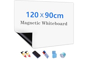‎JOMUSAGA JOMUSAGA Whiteboard Folie, 120 * 90cm, magnetisch selbstklebende Weißwandtafel Folie, Whiteboard Sticker DIY, inklusive Marker, Schwamm und Magnete, für Schule, Büro und Haus