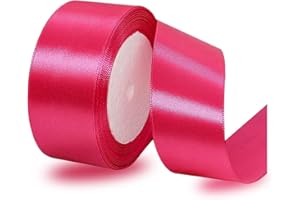 IMSOLDECOR Hot Pink Ribbon 40mm x 23 Meters, Satin Fabric Ribbons for Gift Wrapping, DIY Crafts, Hair Bows, Bouquets, Balloons, Sewing Projects, Christmas, Wedding Party and Birthday Cake Decorations