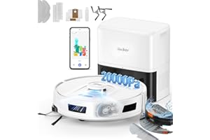 Redkey R11 Aspirateur Robot Laveur, 20.000Pa Ultra Puissante Aspiration, Robot Aspirateur avec Station de Vidage 4L, Anti-Enchevêtrement Cheveux, Navigation LiDAR, Contrôle App, Idéal pour Tapis et