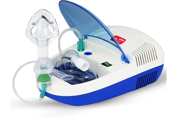 AGEasy (Max Group) Nebulizing Machine Inhaler Machine with Storage Compartment Nebuliser Machine for Kids & Adults Steam Machine for Cold & Cough with 2 Masks, 1 Mouthpiece & 5 Filters