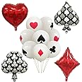 Casino Party Decorations Game Night Casino Balloons Poker Party Supplies Poker Themed Latex Balloons Playing Cards Spades Hearts Diamonds Clubs Shaped Helium Foil Balloons 12PCS