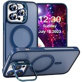 MADNOVA iPhone 15 Pro i&ccedil;in Kılıf Kamera Korumalı Magsafe Wireless Şarj &Ouml;zellikli Lens Hediyeli Mat Şeffaf Renkli Standlı Kılı