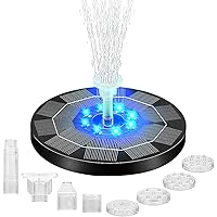 Solar Springbrunnen 3W Solar Teichpumpe Eingebaute 1500mAh Batterie-Backup mit 8 LED-Lichts und 6 Düsen für Gartenteich…