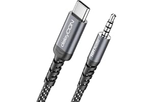deleyCON 1,5m USB-C till 3,5 mm Ljudkabeladapter - USB Typ-C Hane till Jack-Hane - för Hörlurar, Högtalare, HiFi - för iPhone