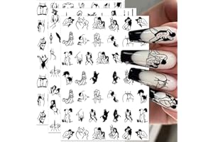 Dornail Sexy Mädchen Nagelsticker 3D Abstrakte Frauen Gesicht Nagelaufkleber Sexy Dame Selbstklebend Nagel Aufkleber Nagel Abziehbilder Nail Art Stickers Nageldesign Nagelkunst Nägel DIY Dekoration