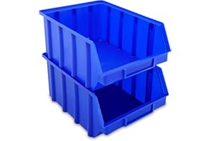 P-D-W 15 pezzi scatole impilabili blu, taglia 4 (222 X 340 X 157 mm) in plastica PP visione magazzino cassette impilabile Cassette senza aufhaengev orrichtung │ P D W®