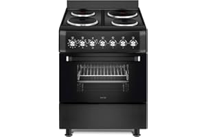 HYE Cooker - Electric Cooker, 4 Hotplates, 62L Electric Oven, Smart Cooking Controls & Programs, 60cm Width, Freestanding Design, Matte Black, Perfect For Family Homes - C01FS60E17