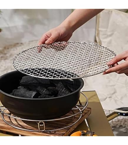 Ifundom 2-teiliger Grillrost Edelstahl - Rundes BBQ Gestell Für Outdoor Grillen