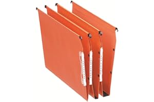 Esselte Dual - Dossiers Suspendus A4 Latéraux, Capacité 100 Feuilles, Fond en V, Entraxe 330 mm, Porte-Étiquette Intégré, Lot de 25, Orange, 21627