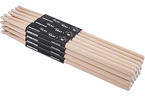 Suwimut 12 Pairs 5A Drumsticks, Classic Maple Wood Drum Sticks for Adults, Oval Wood Tip Drum Sticks Set for Jazz Drum Electronic Drums Musical Instrument Percussion